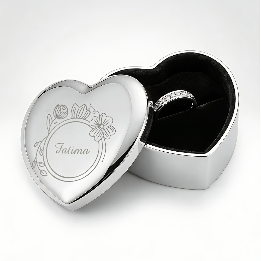 Personalized Heart-Shaped Metal Jewelry Box with Exquisite Patterns
